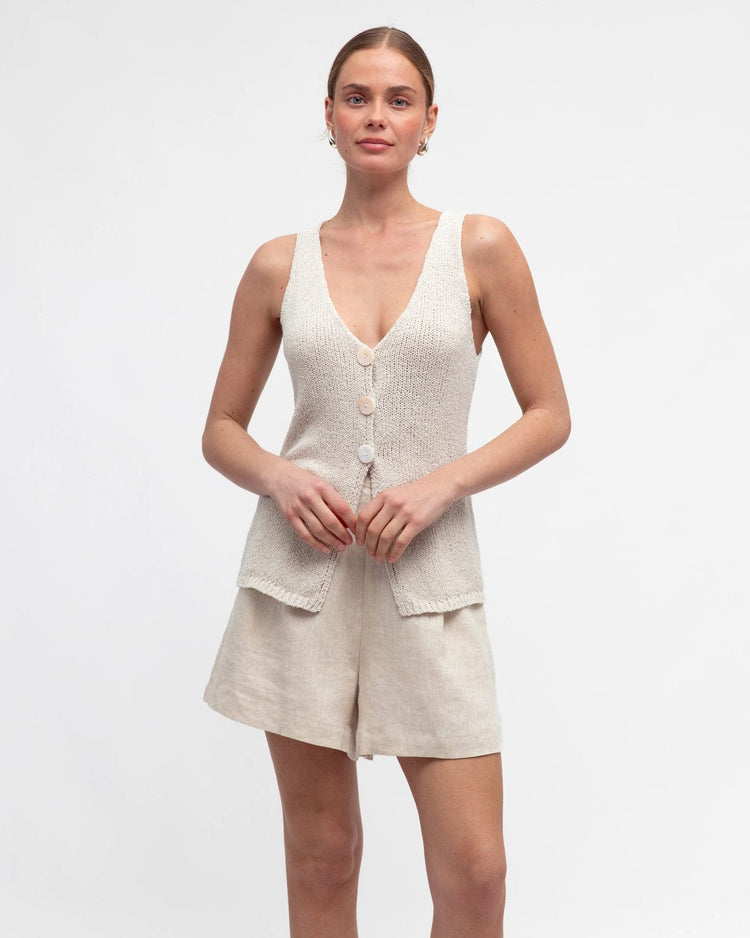 White Closet Top Alla Knit Top - Oatmeal
