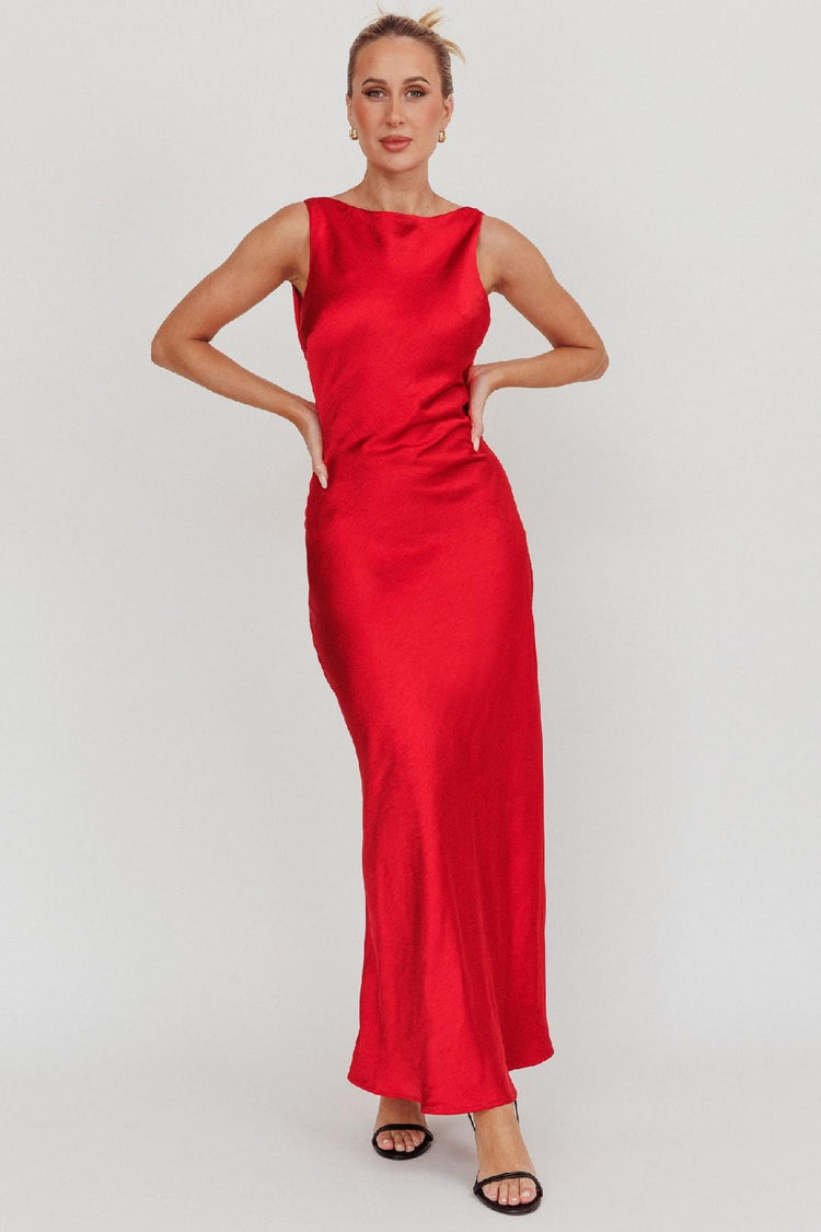 Here Comes The Sun Dresses Audrey Satin Dress - Red