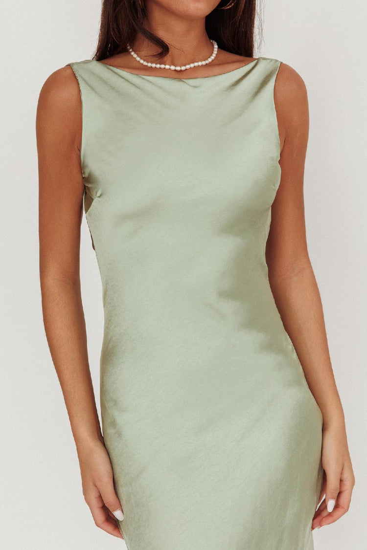 Here Comes The Sun Dresses Audrey Satin Dress - Sage