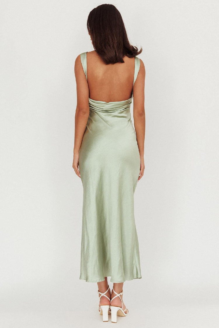 Here Comes The Sun Dresses Audrey Satin Dress - Sage