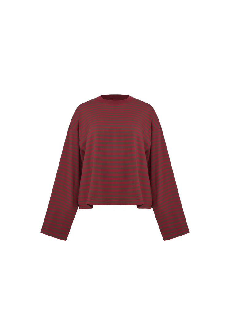 Lioness long sleeve stripe top Bloom - Choc Wine Stripe