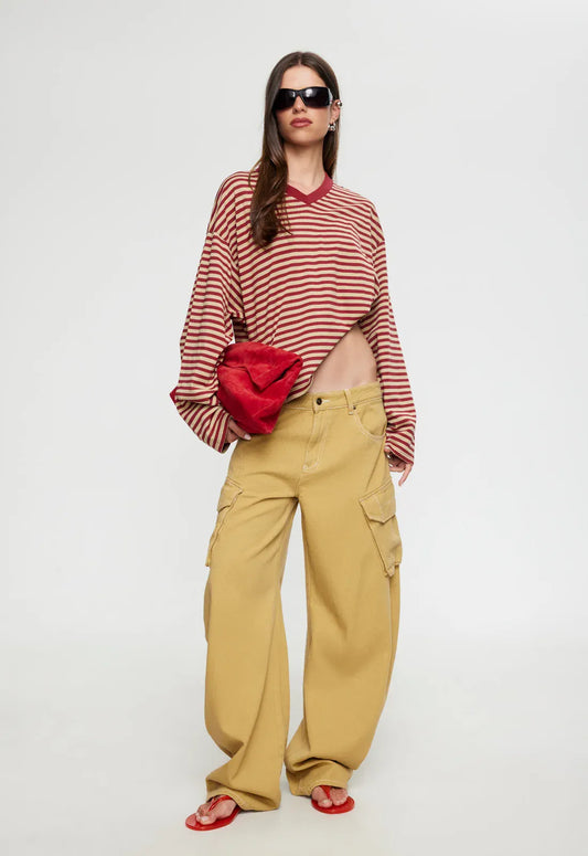 Lioness long sleeve stripe top Bloom V Long Sleeve - Sahara Cherry Stripe