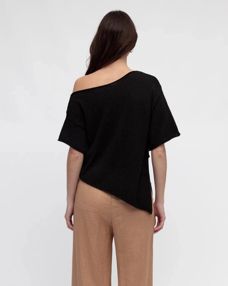 White Closet Top Boucle Knit - Black