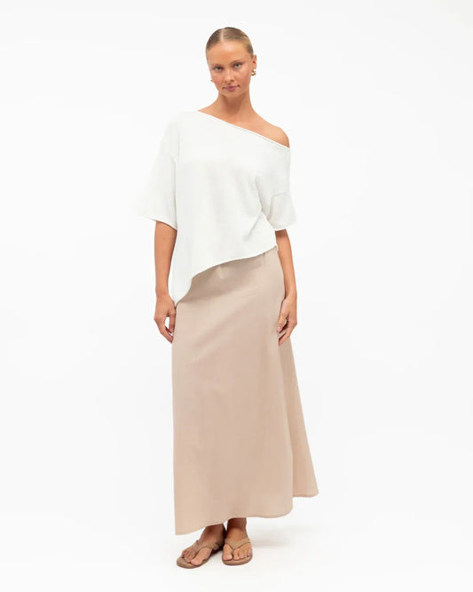 White Closet linen skirt Diaz Skirt - Oat