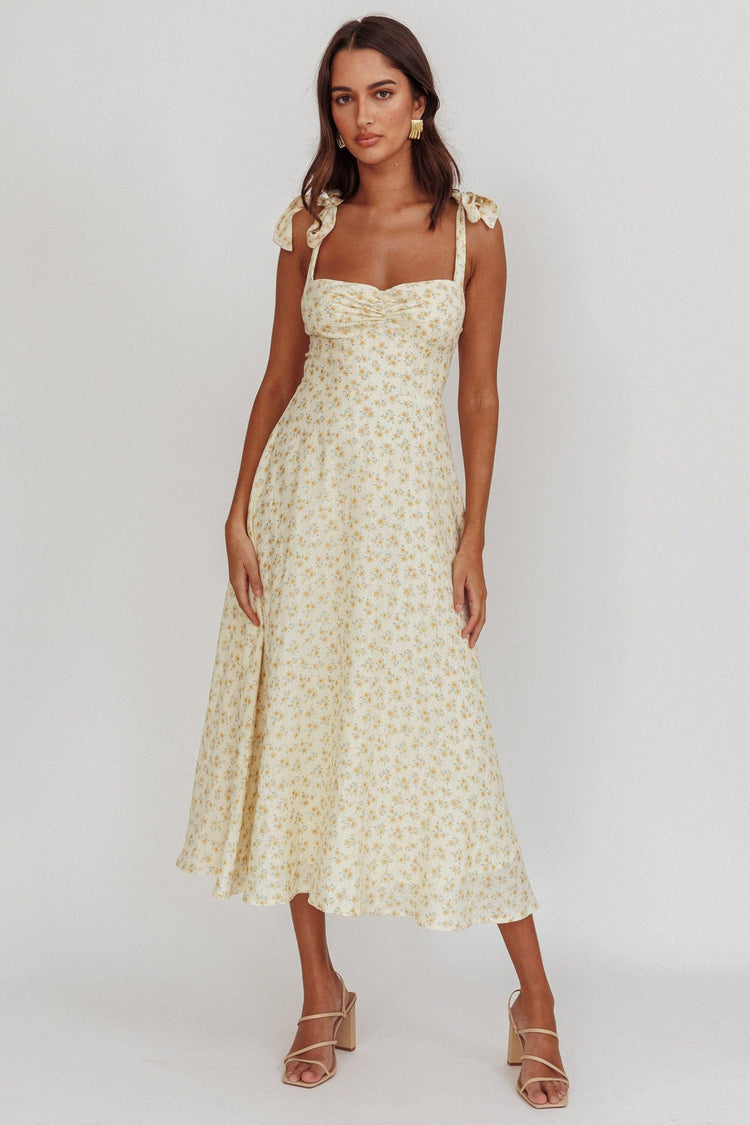 Here Comes The Sun floral midi dress Floral Midi - Yellow