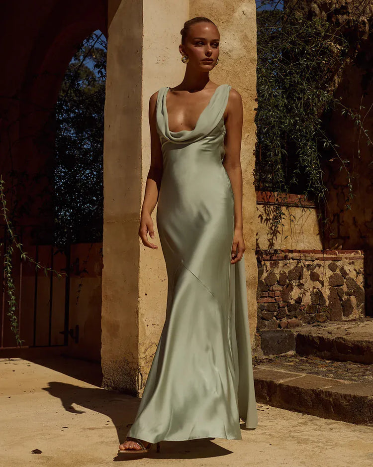 Runaway The Label formal dress GABRIELLA COWL MAXI DRESS - SAGE
