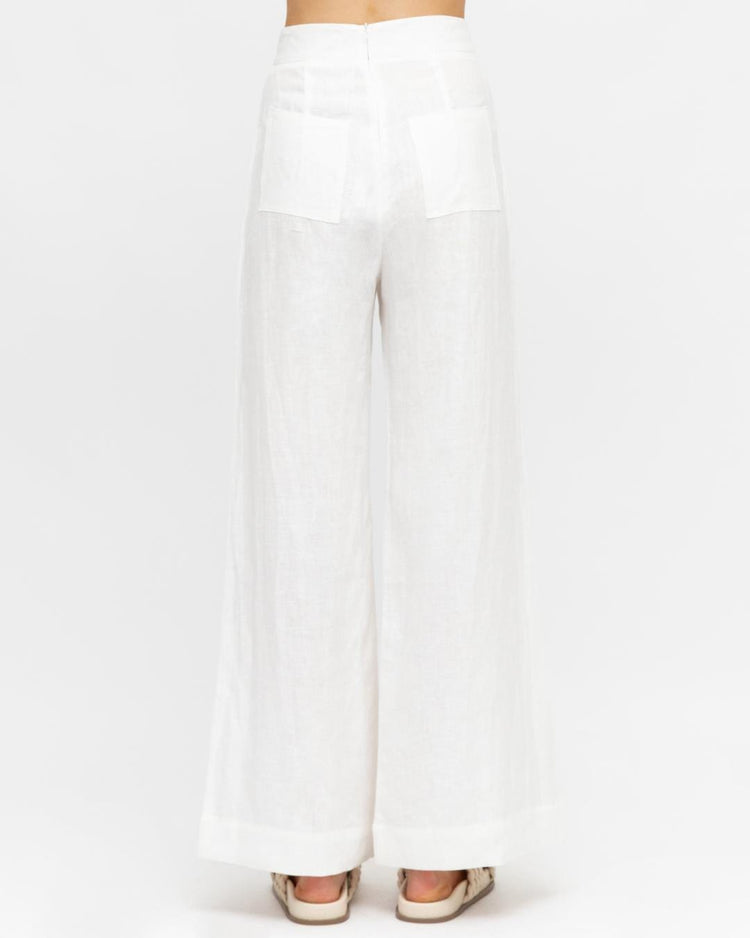 White Closet linen wide leg pants Kara Linen Pants - White