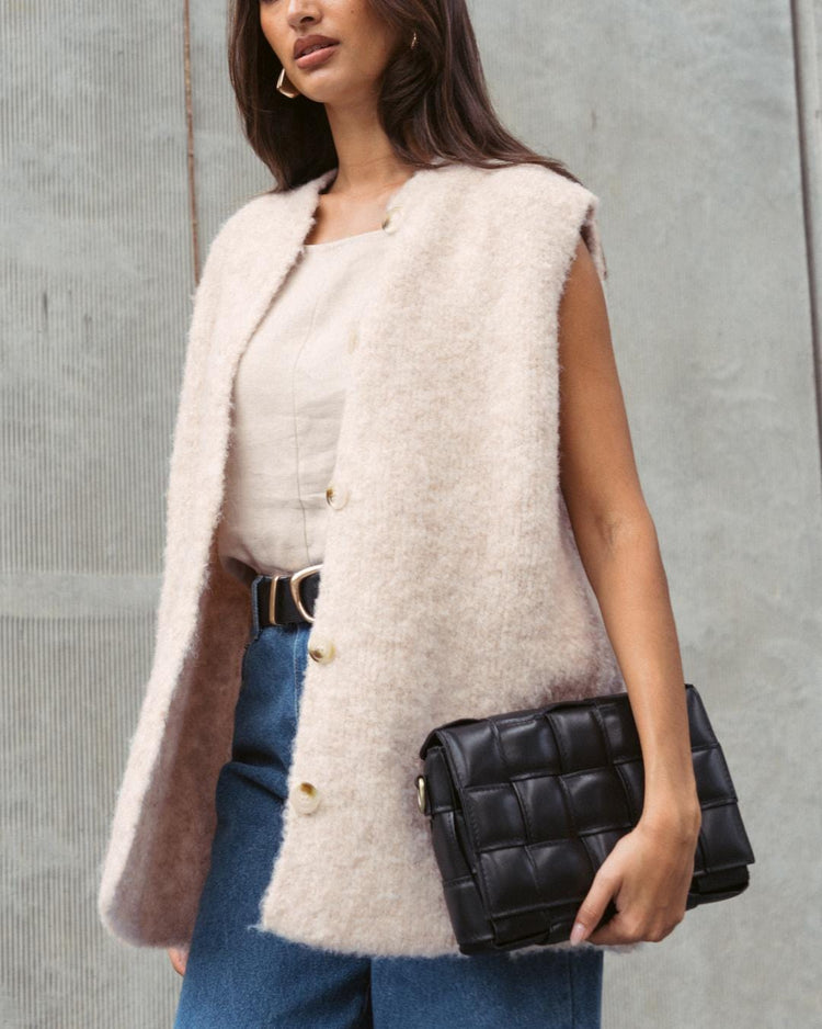 White Closet KNITWEAR Knit Vest - Oatmeal