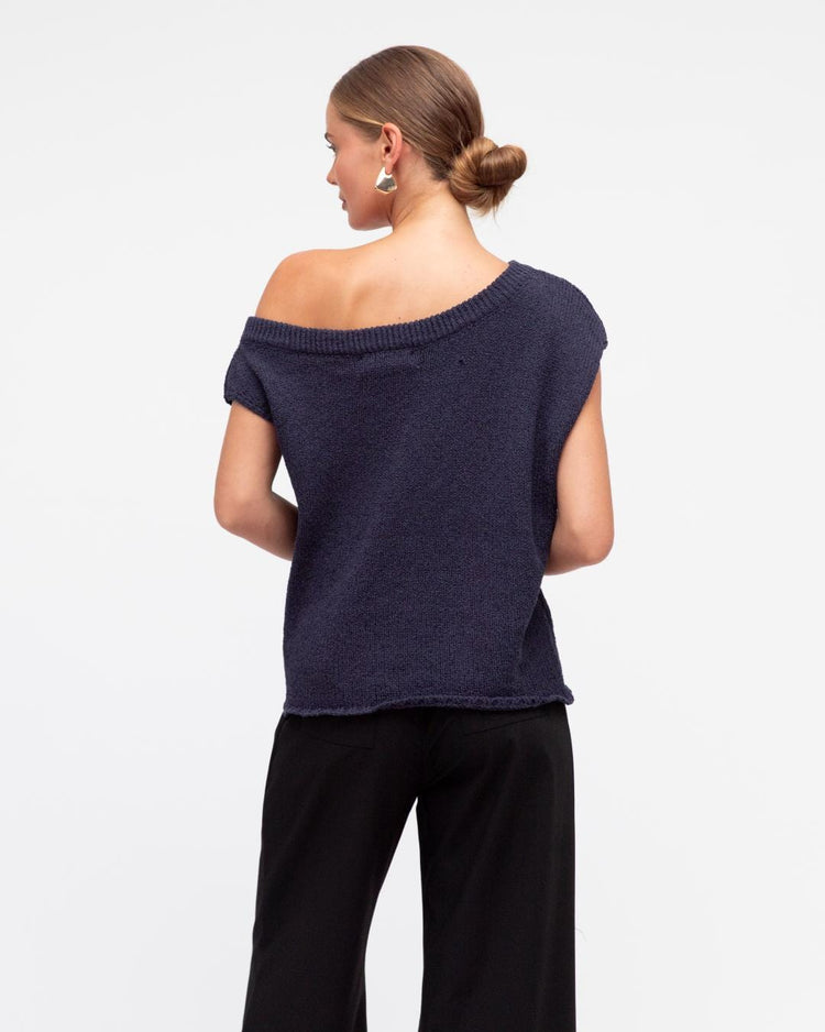 White Closet Top Mali Top - Navy