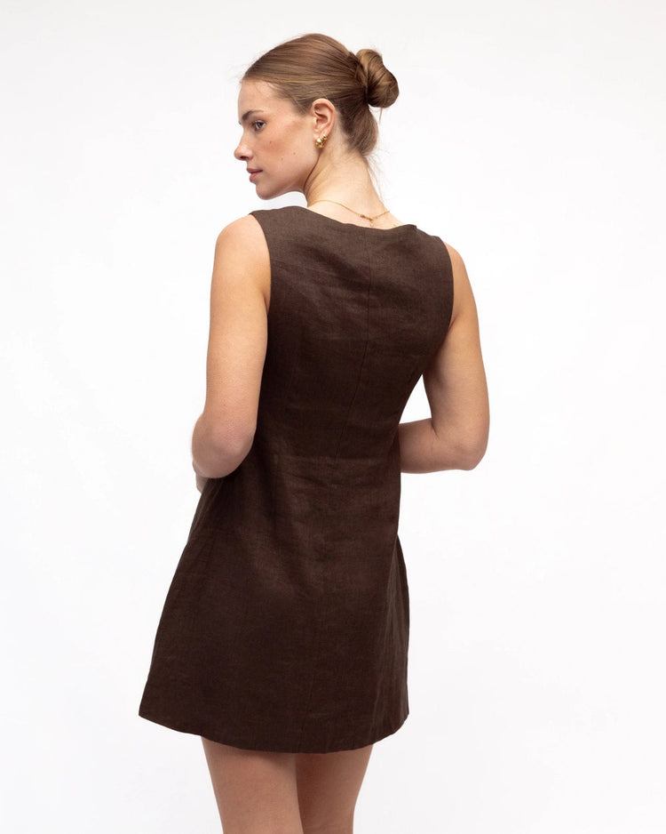 White Closet mini dress Mini Vest Dress - Brown
