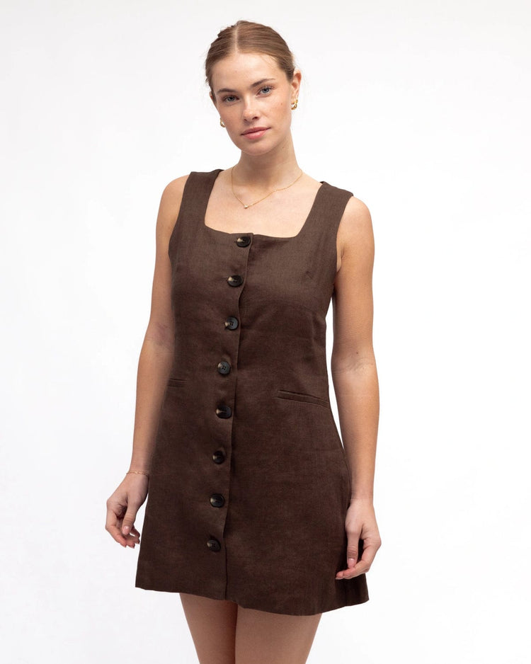 White Closet mini dress Mini Vest Dress - Brown