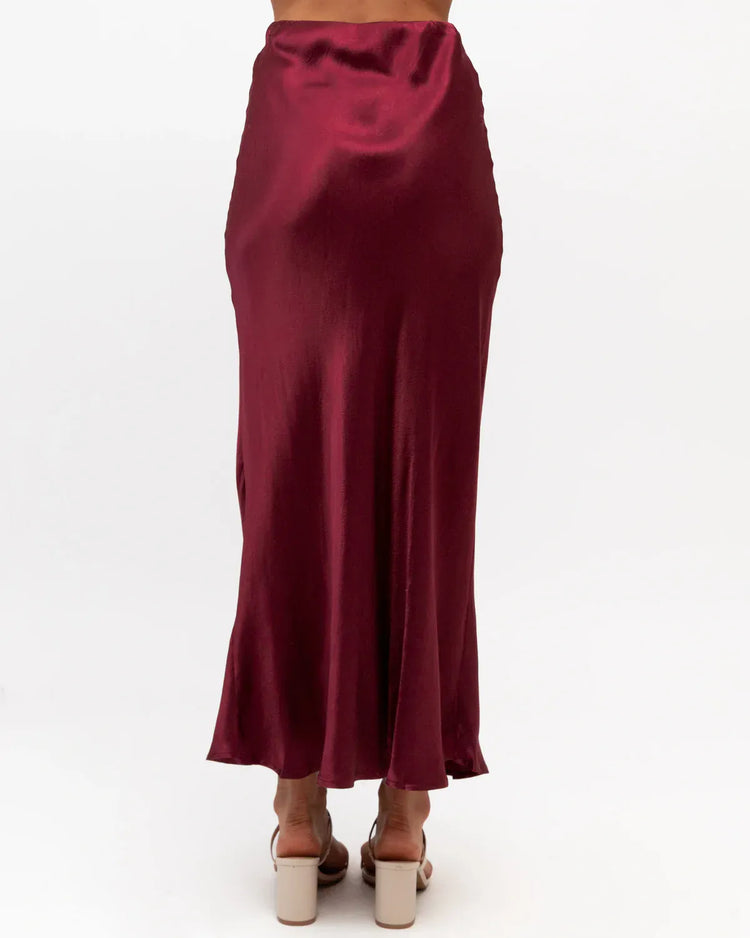 White Closet satin skirt Rita Skirt - Merlot