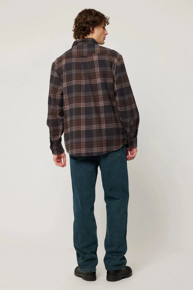 Rollas Jeans Mens Jacket Trailer Check Shirt - Brown