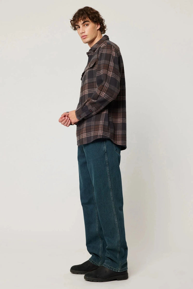 Rollas Jeans Mens Jacket Trailer Check Shirt - Brown