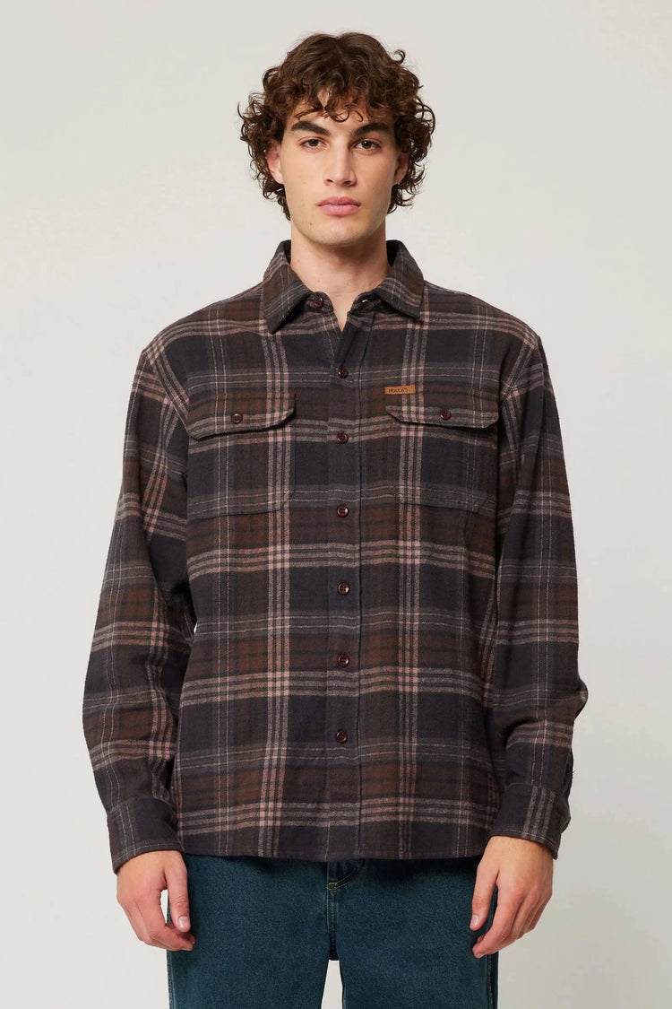 Rollas Jeans Mens Jacket Trailer Check Shirt - Brown