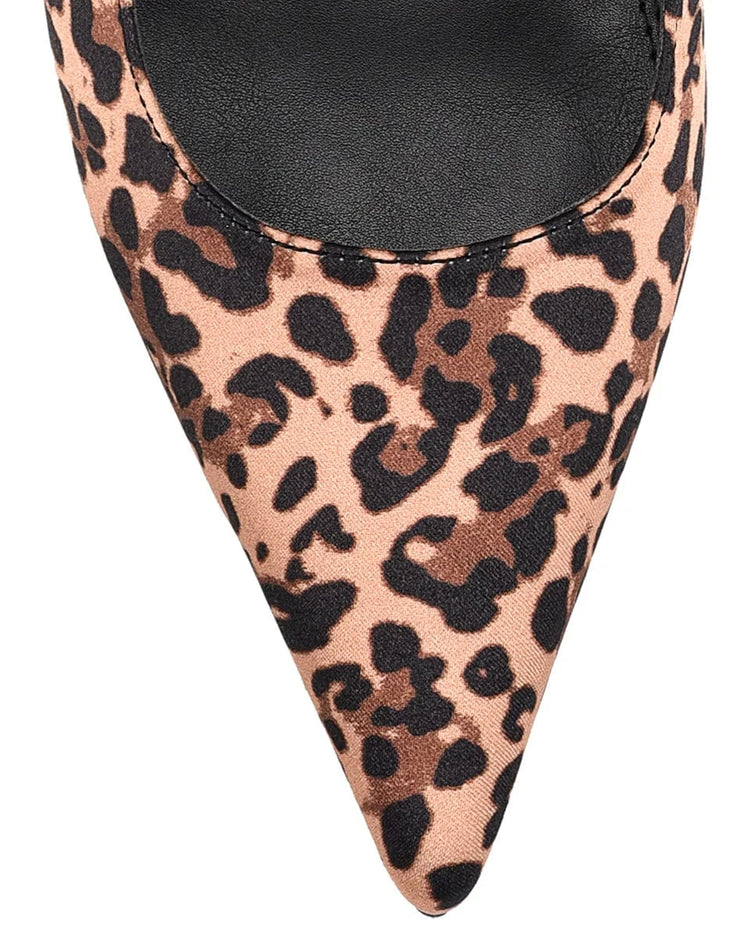 Siren Shoes leopard heels Yohana Heeled Slingback - Leopard Satin