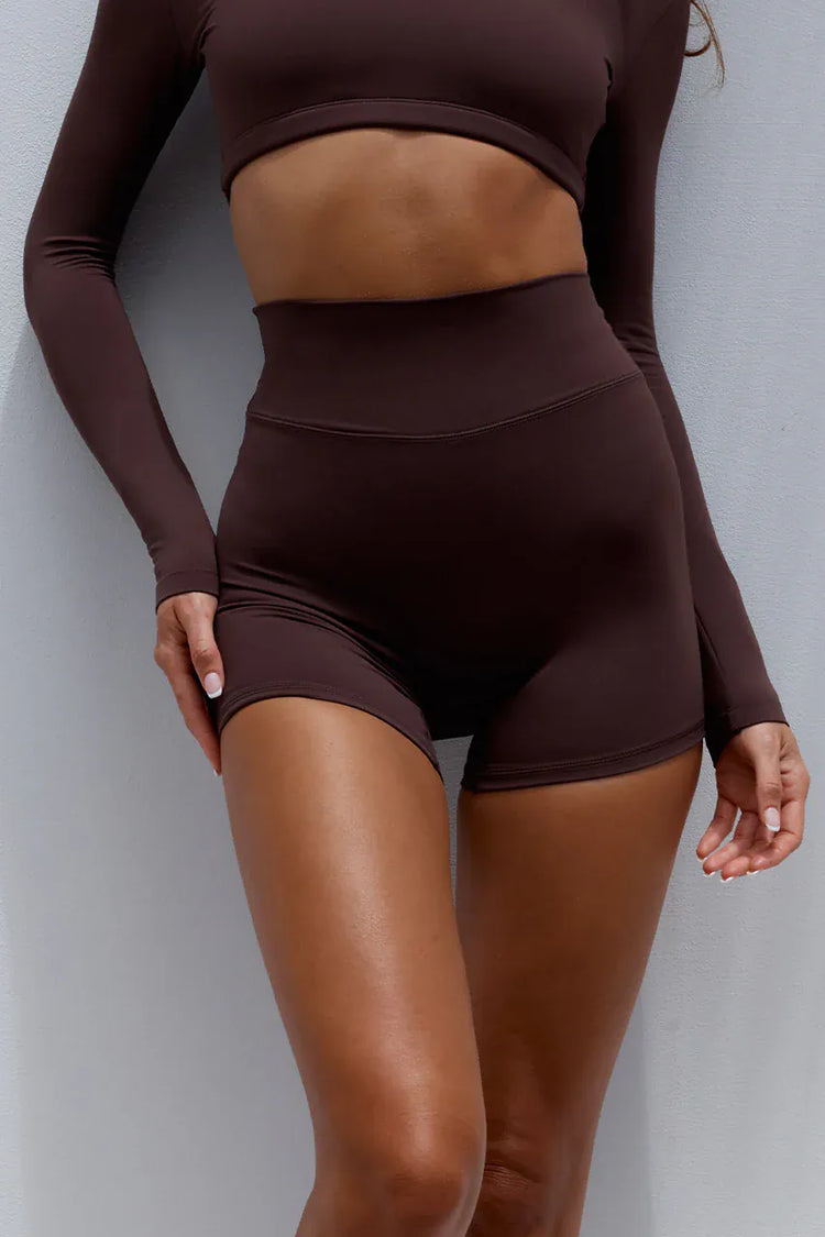 Runaway The Label activewear ZEN CONTOUR BIKE SHORTS - CHOCOLATE