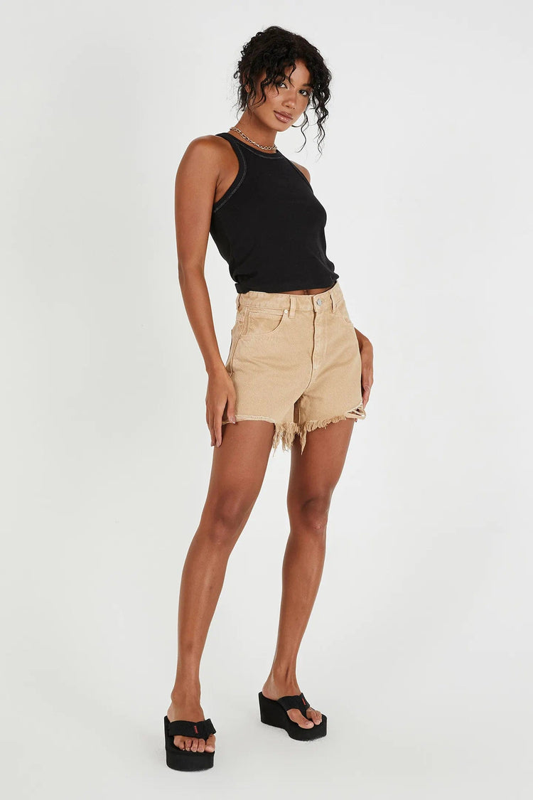 A Brand Jeans SHORTS A Venice Short Stoned Khaki Rip