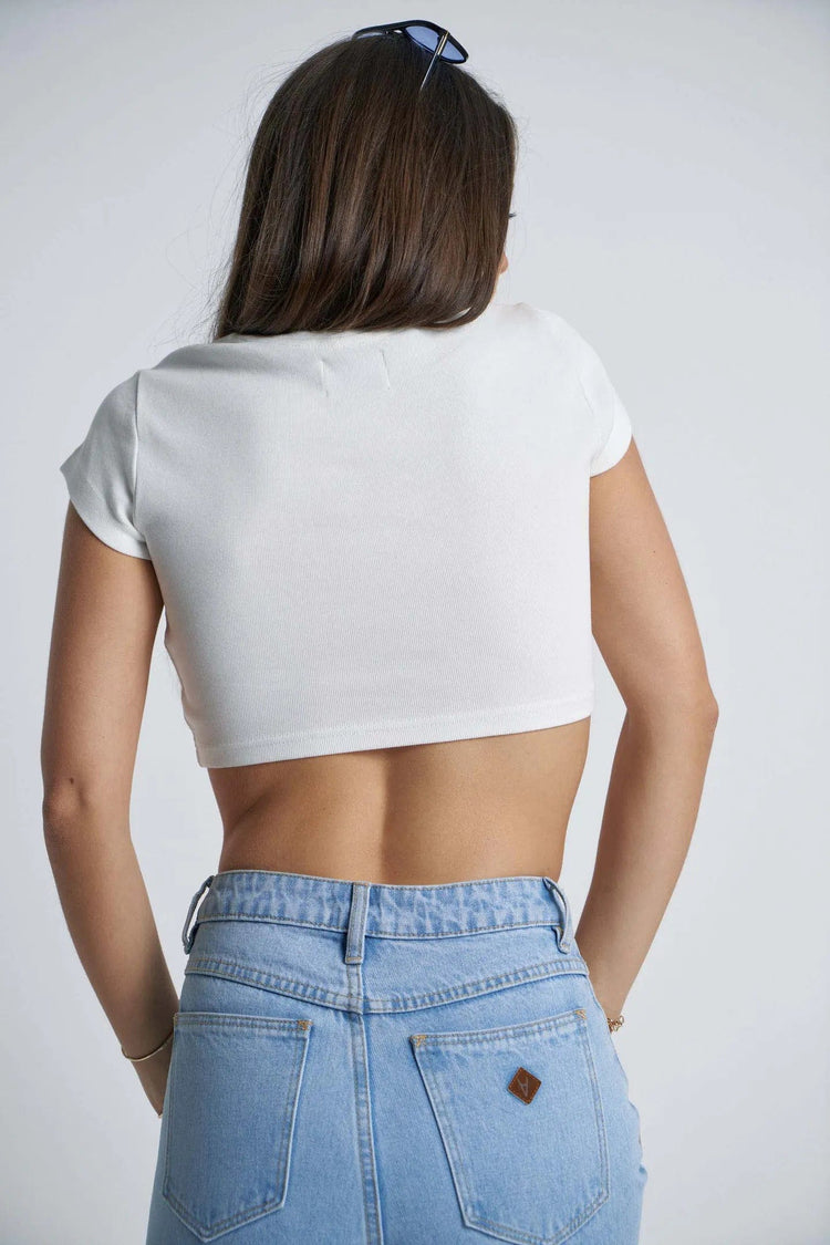 Abrand Jeans Top 90's Crop Tee - White Sand