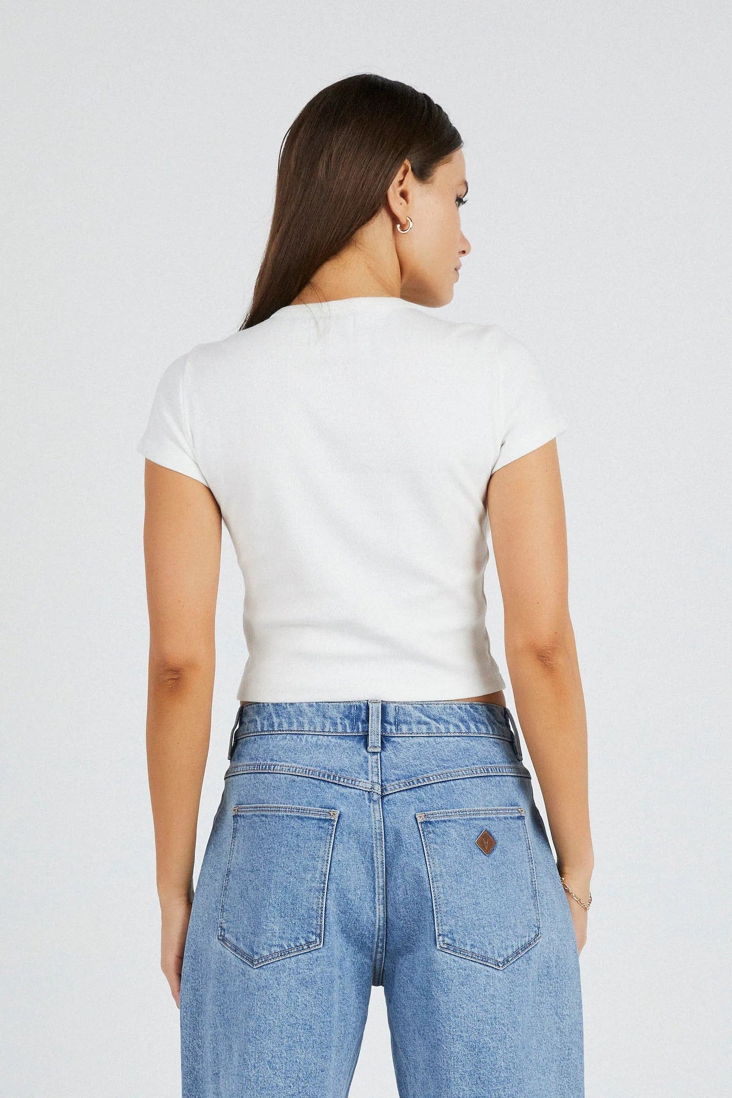 A Brand Jeans Top 90's Icon Baby Tee - White Sand