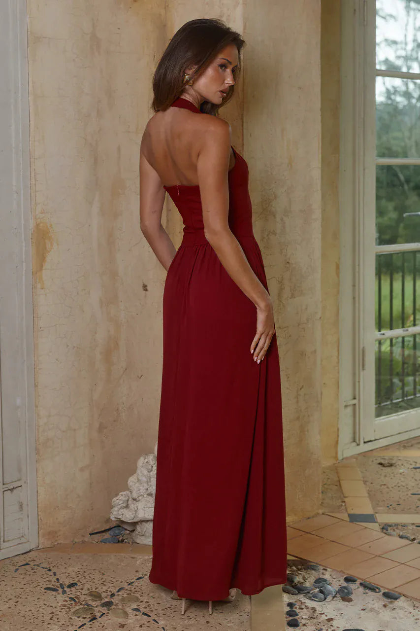 Runaway The Label Dresses ABIGAIL SQUARE NECK MAXI DRESS - CHERRY