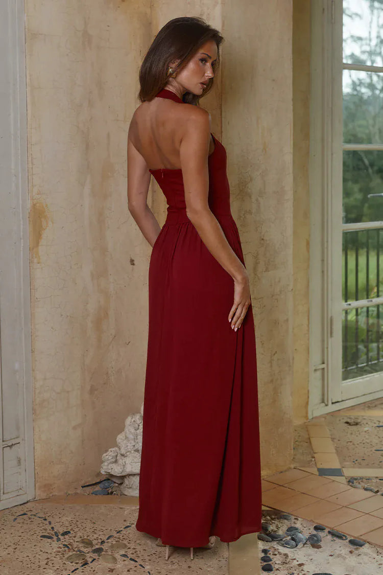 Runaway The Label Dresses ABIGAIL SQUARE NECK MAXI DRESS - CHERRY