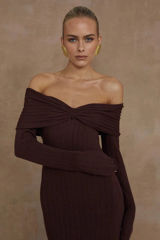 Runaway The Label midi Knit dress Airlie Midi Dress - Brown