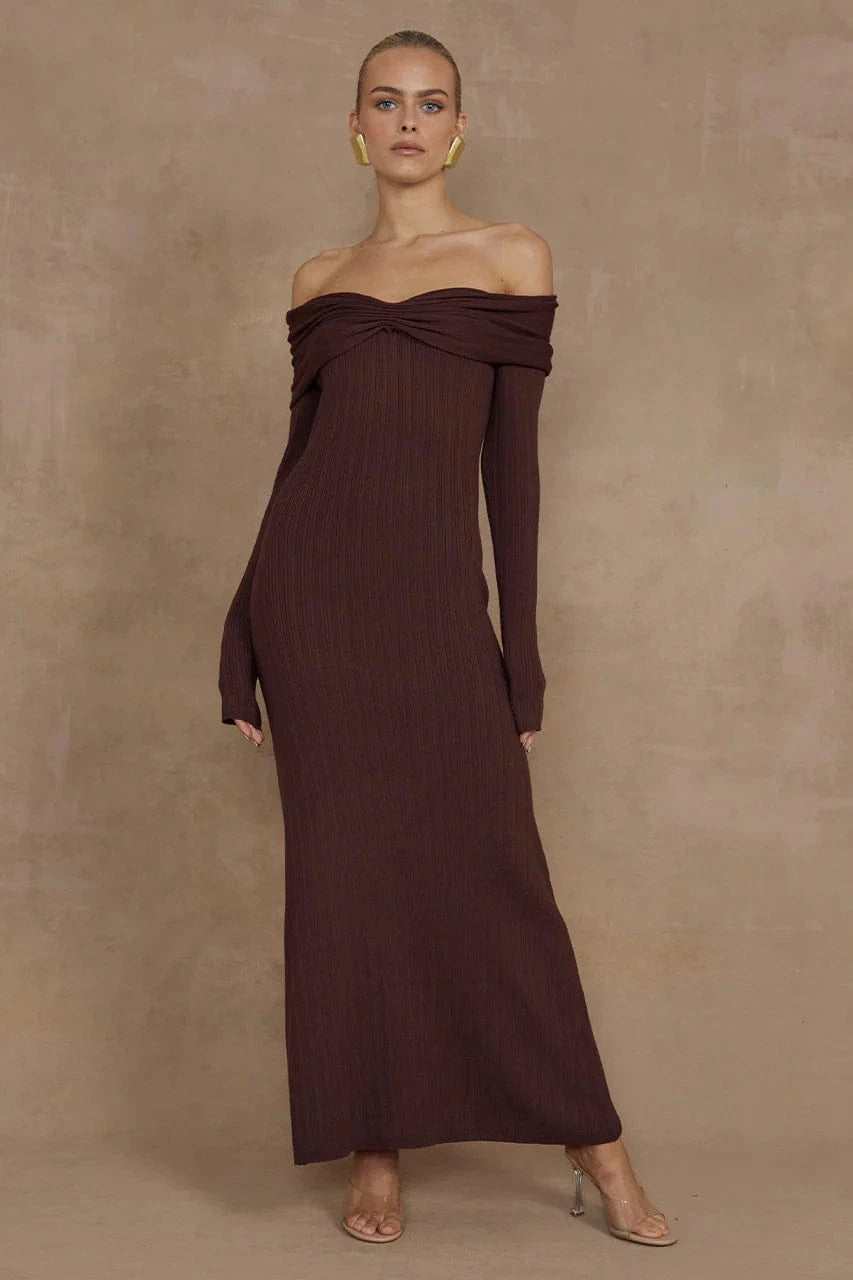 Runaway The Label midi Knit dress Airlie Midi Dress - Brown