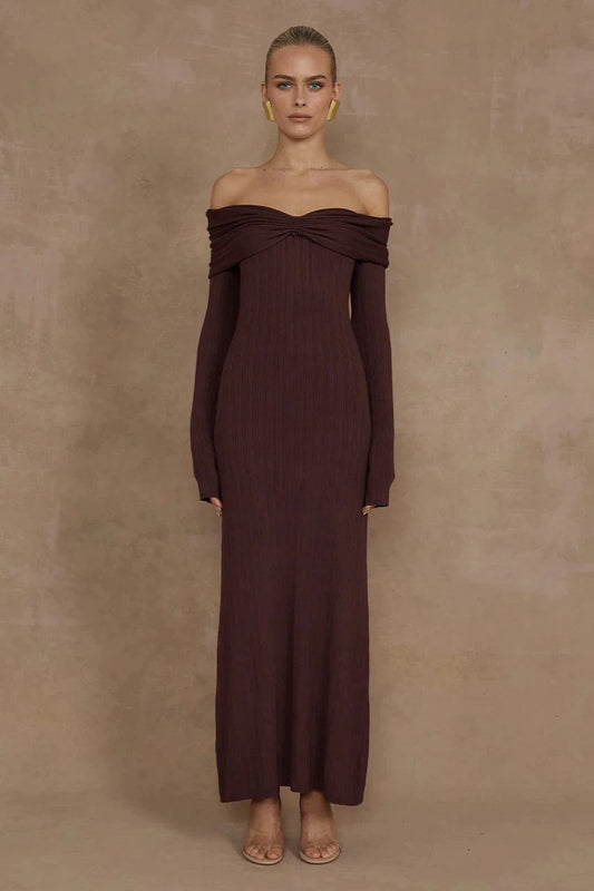 Runaway The Label midi Knit dress Airlie Midi Dress - Brown