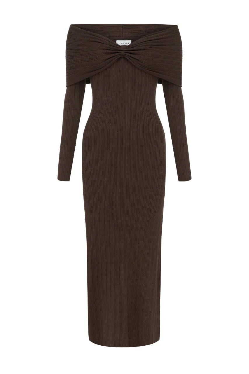 Runaway The Label midi Knit dress Airlie Midi Dress - Brown
