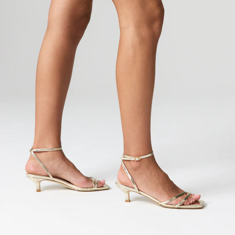VERALI SHOES shoes Alex Kitten Heel Sandals - Champagne Gold