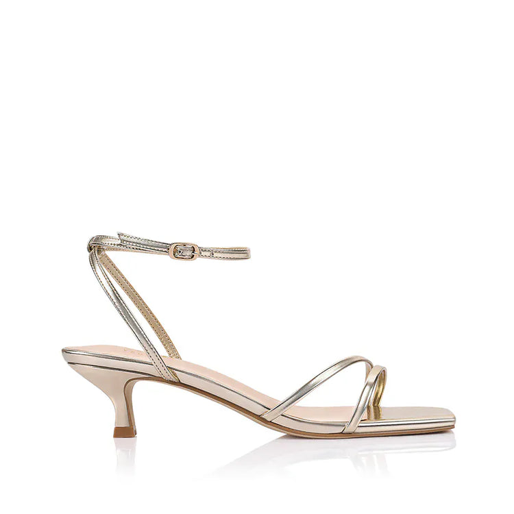 VERALI SHOES shoes Alex Kitten Heel Sandals - Champagne Gold
