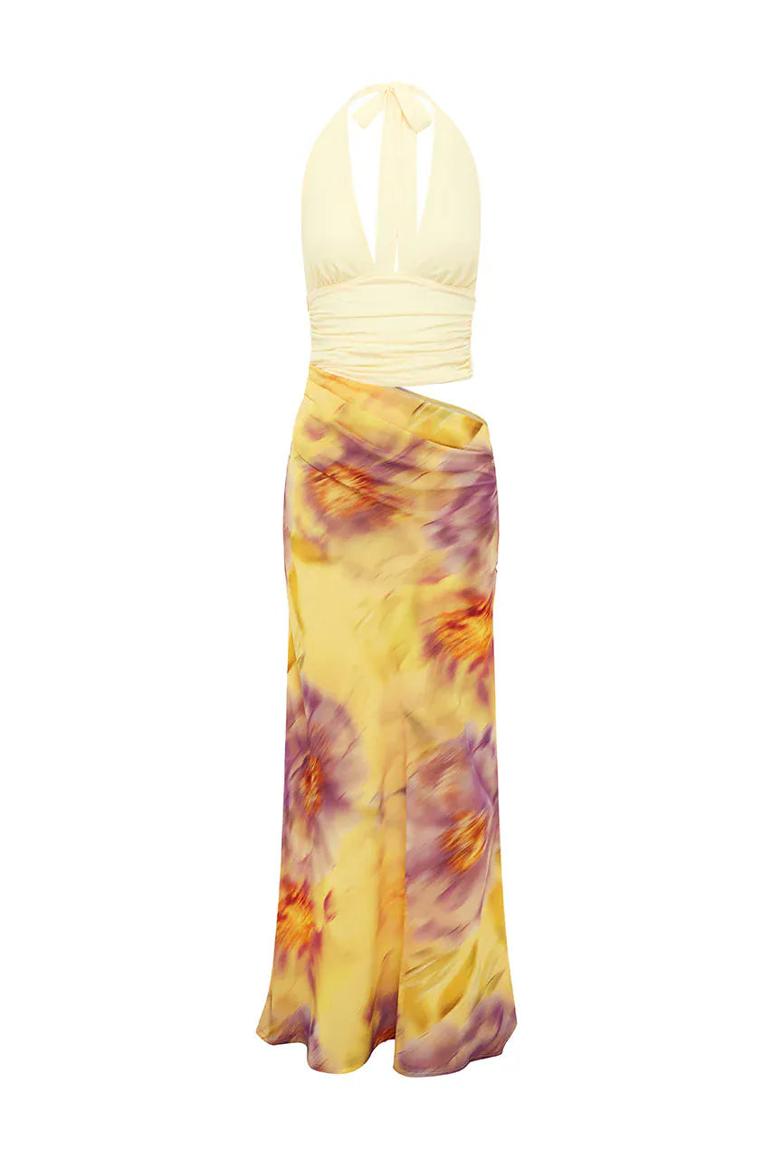 Runaway The Label Dresses ALEXIS HALTER CUT OUT MAXI DRESS - SURI YELLOW
