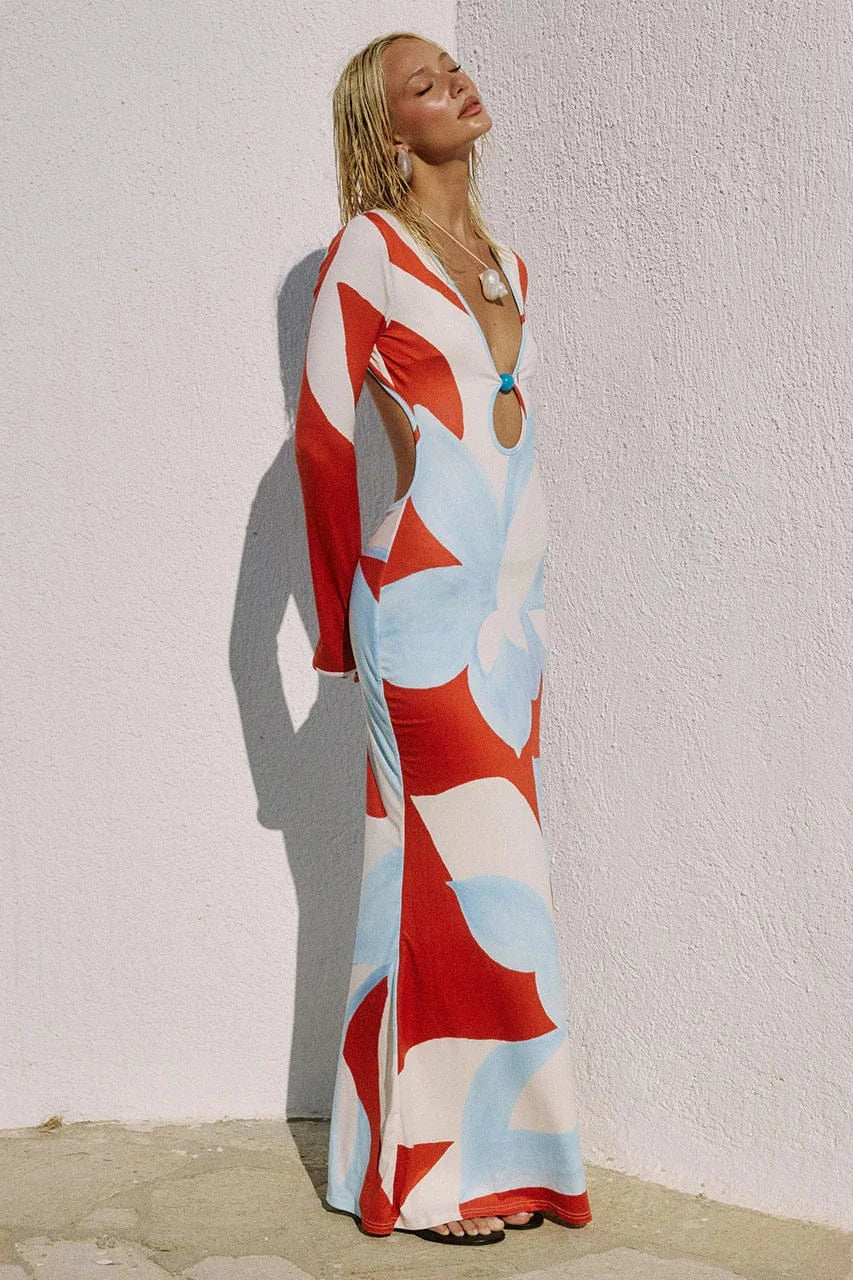 Seven Wonders Floral Maxi Dress Amoree Long Sleeve Maxi Dress - Amoree Red