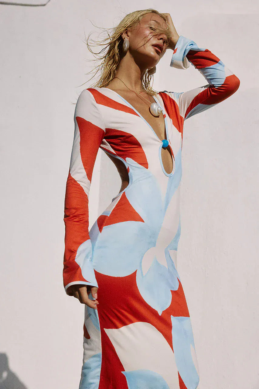 Seven Wonders Floral Maxi Dress Amoree Long Sleeve Maxi Dress - Amoree Red