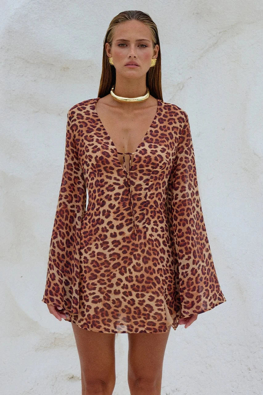 Runaway The Label mini dress Anura Mini Dress - Leopard Print