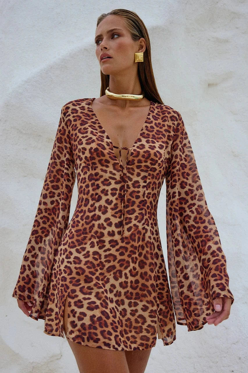 Runaway The Label mini dress Anura Mini Dress - Leopard Print