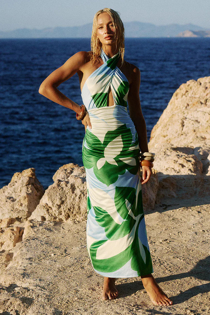 Seven Wonders floral midi dress Aubrie Cross Front Midi Dress- Amoree Blue