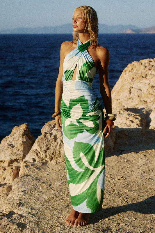 Seven Wonders floral midi dress Aubrie Cross Front Midi Dress- Amoree Blue