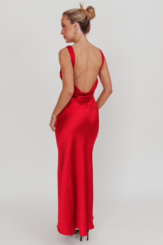 Here Comes The Sun Dresses Audrey Satin Dress - Red