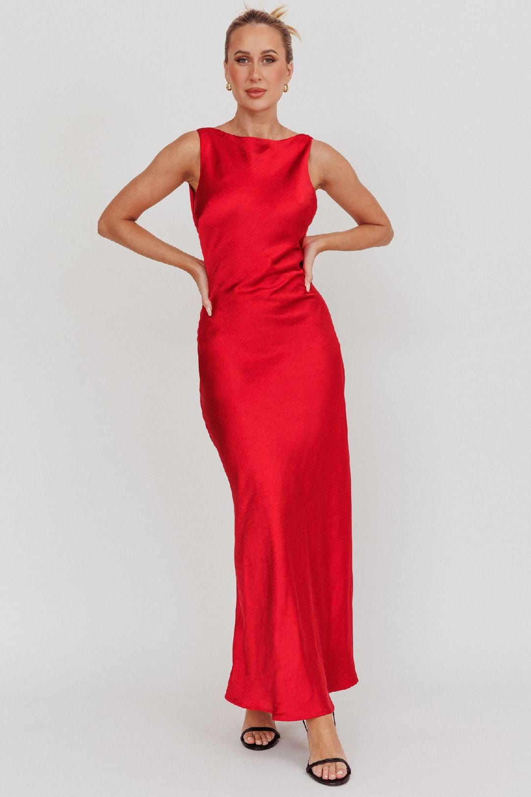 Here Comes The Sun Dresses Audrey Satin Dress - Red