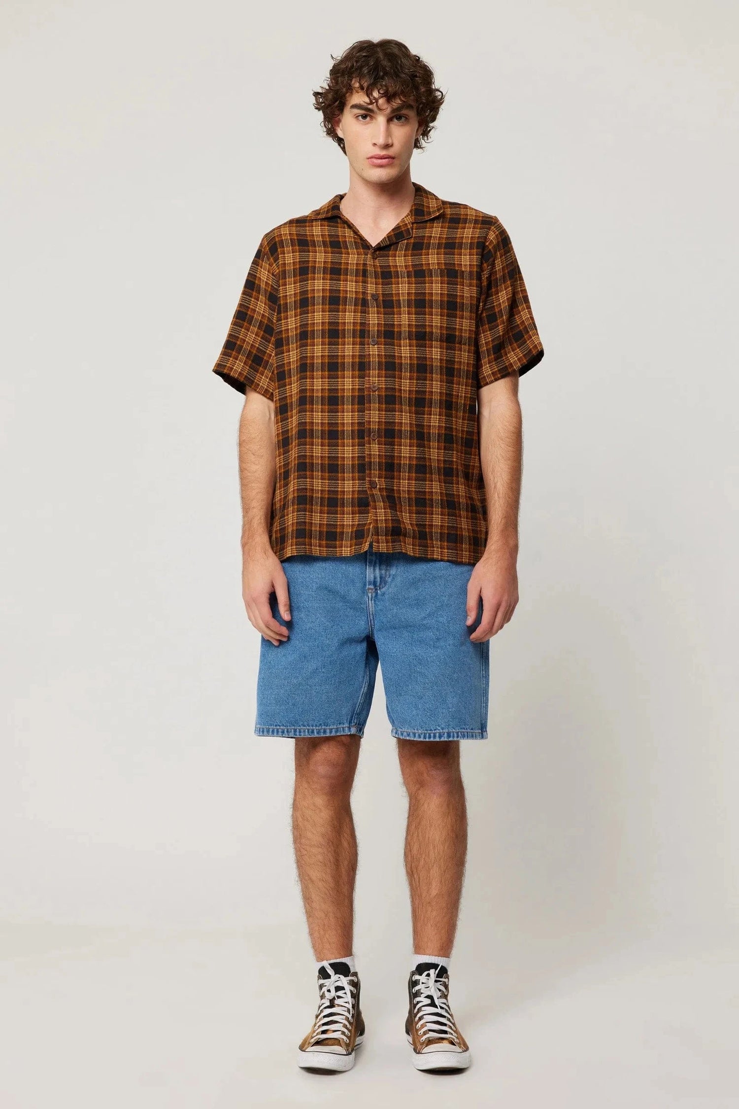 Rollas Jeans Mens button shirt Autumn Check Shirt