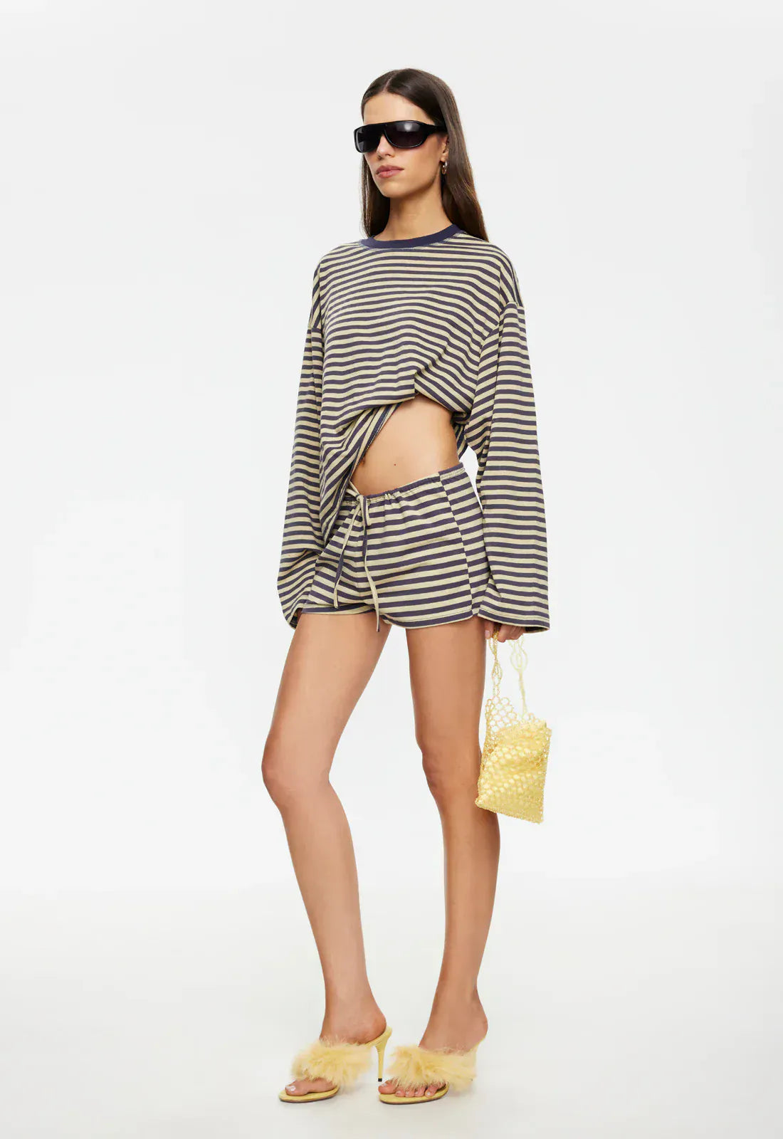 Lioness long sleeve stripe top Bloom  - Beige Stripe