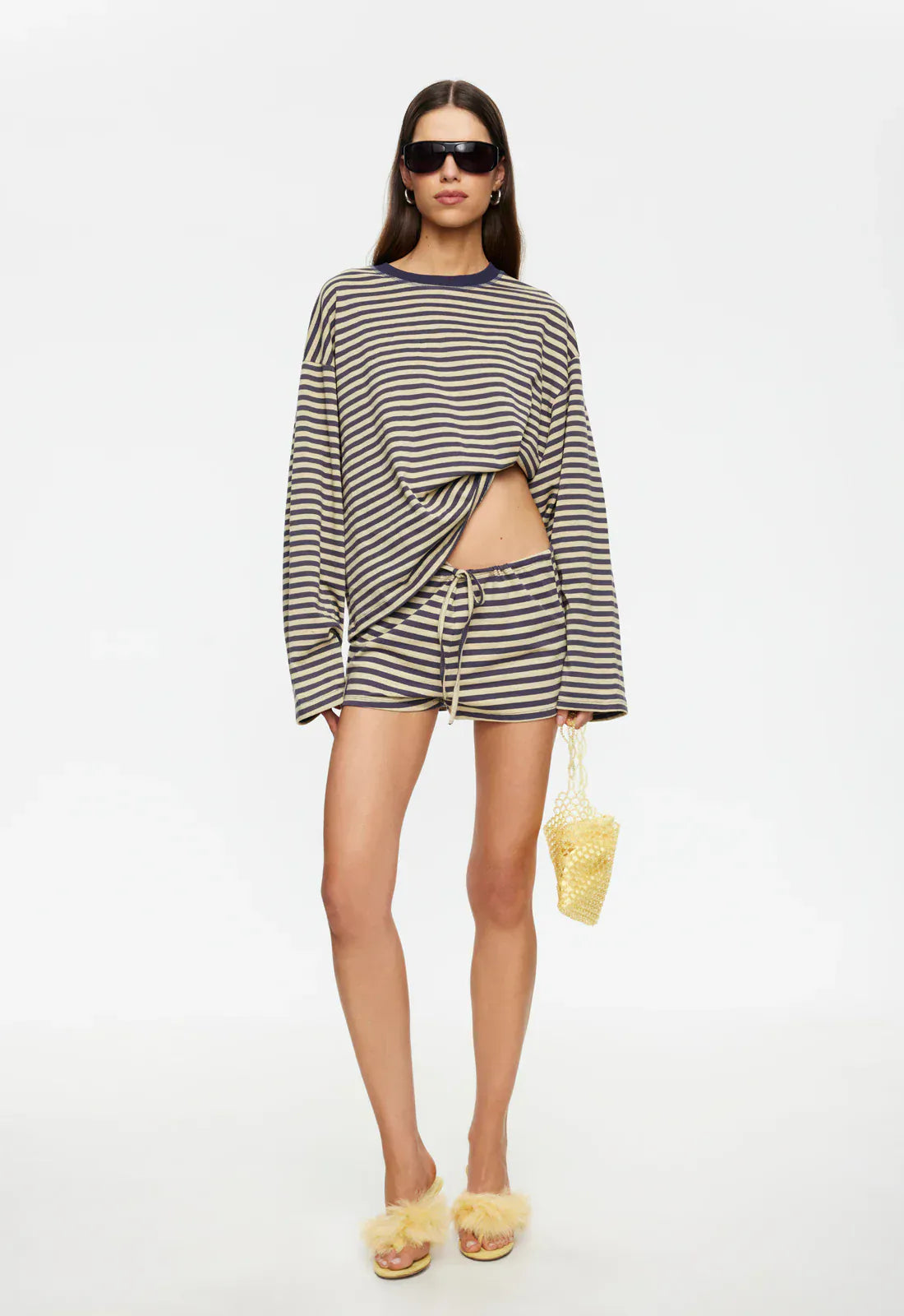 Lioness long sleeve stripe top Bloom  - Beige Stripe