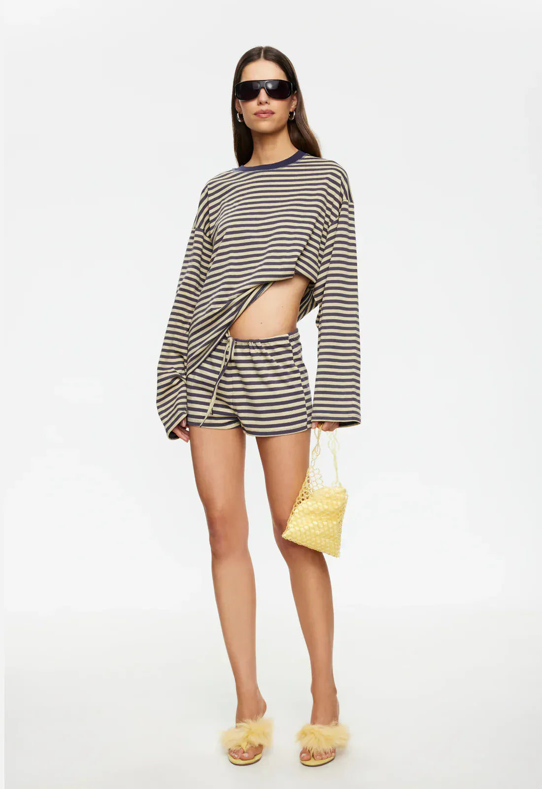 Lioness long sleeve stripe top Bloom  - Beige Stripe