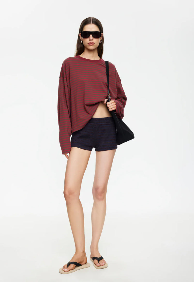 Lioness long sleeve stripe top Bloom  - Choc Wine Stripe