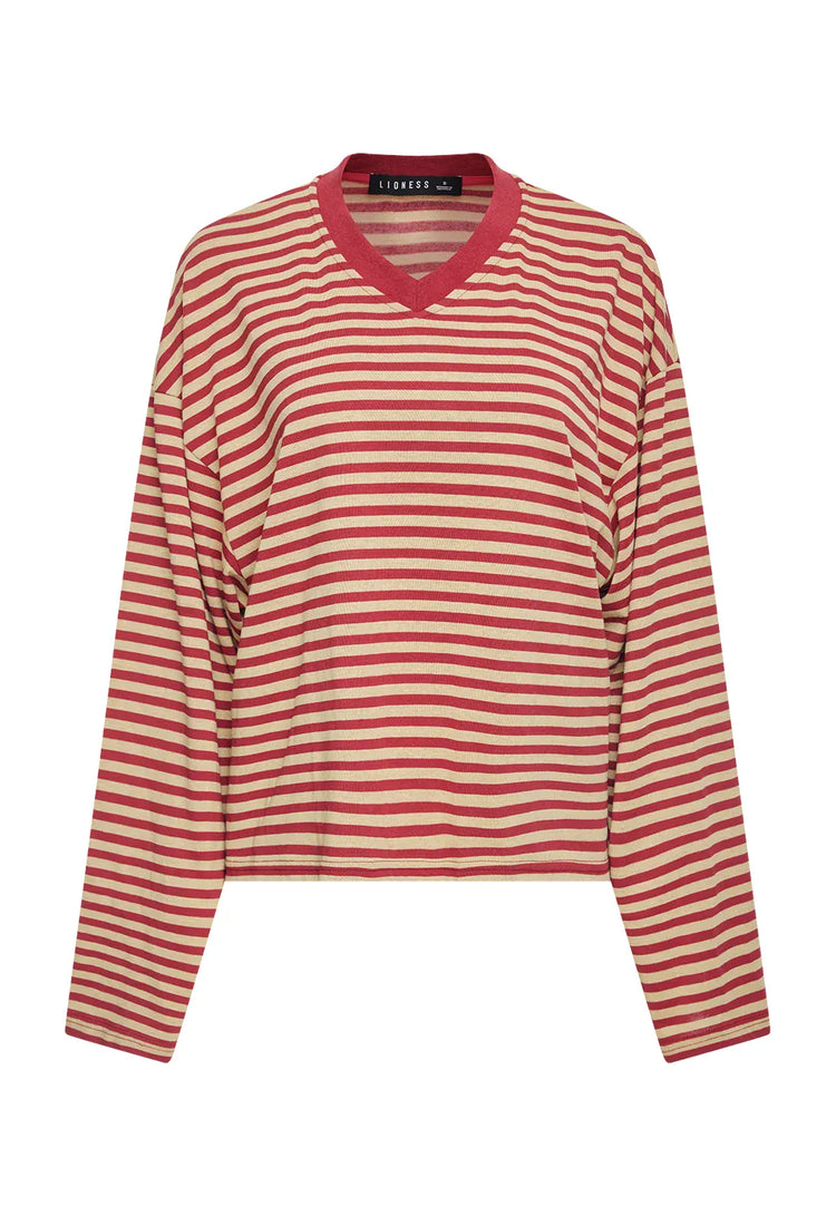 Lioness long sleeve stripe top Bloom V Long Sleeve - Sahara Cherry Stripe