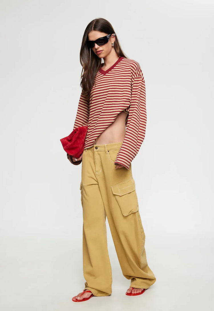 Lioness long sleeve stripe top Bloom V Long Sleeve - Sahara Cherry Stripe