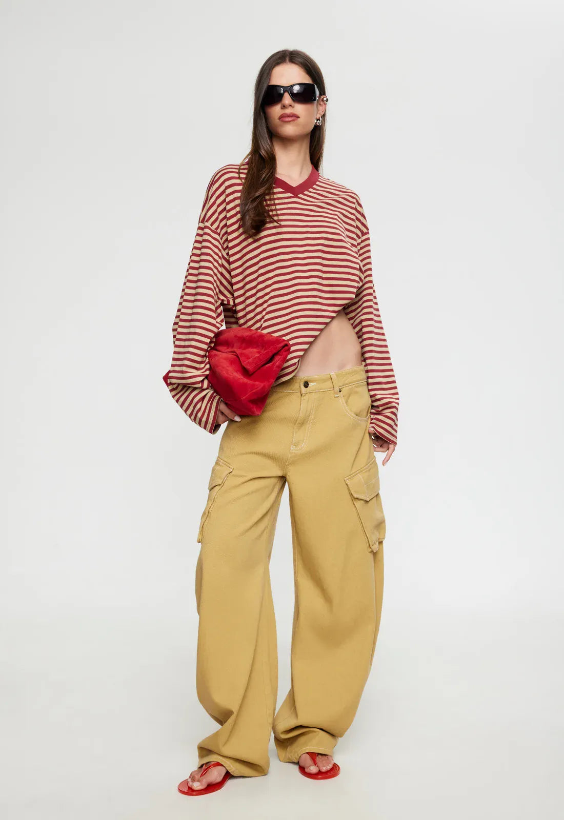 Lioness long sleeve stripe top Bloom V Long Sleeve - Sahara Cherry Stripe