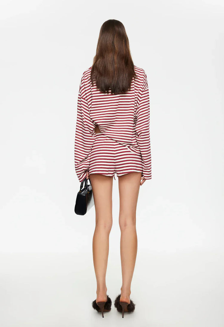 Lioness long sleeve stripe top Bloom  - Wine Stripe